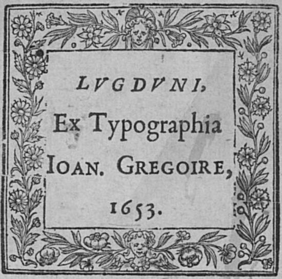 Jean GRÉGOIRE 1653 Ex Typographe